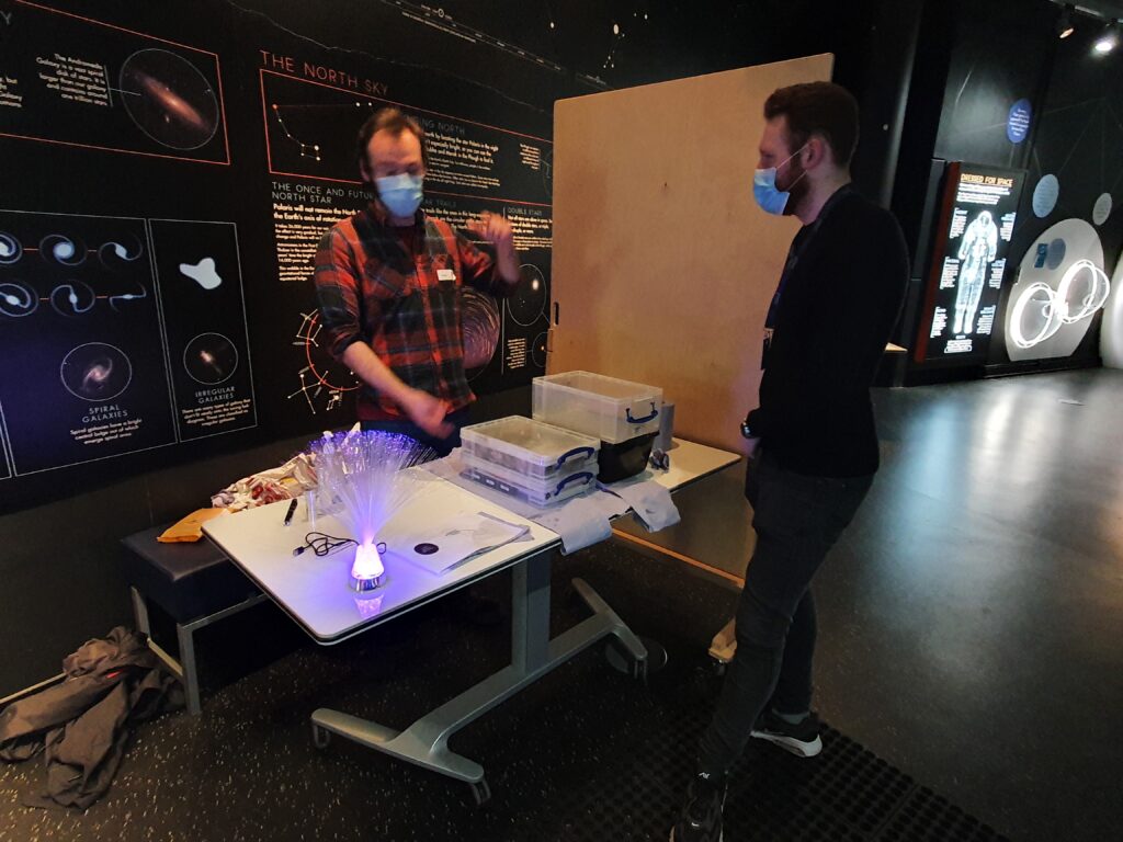 Students demonstrating at the Science Centre