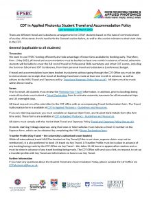 CDTAP Student Travel and Accommodation Policy Front Page
