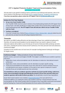 CDTAP Student Travel and Accommodation Policy Front page